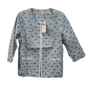 Nwt Coldwater Creek Womens Geometric Robin's Egg Blue Shacket Blazer Size 14